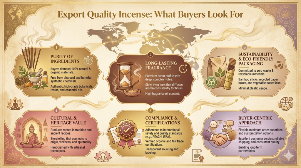 Export infographic in landscape format highlighting incense stick in meditation practices.