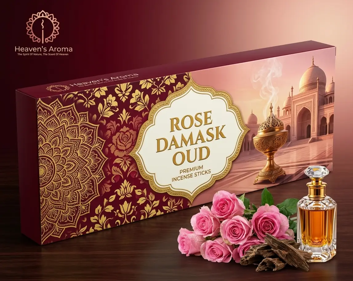 Rose Damask Oud Premium Hand-Rolled Incense Sticks fragrance experience